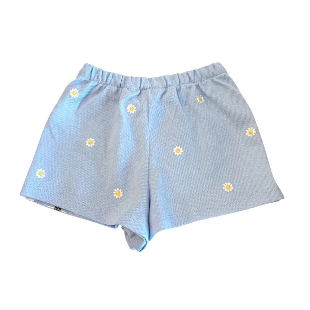 Ralph Lauren Infant Blue Daisy Shorts Blue White Size Box Embroidery Size 6M NWT